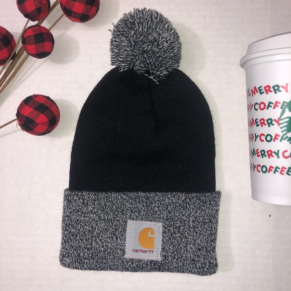 Carhartt Accessories - 🆕⭐️ CARHARTT  Black & White Pom Beanie NWT⭐️